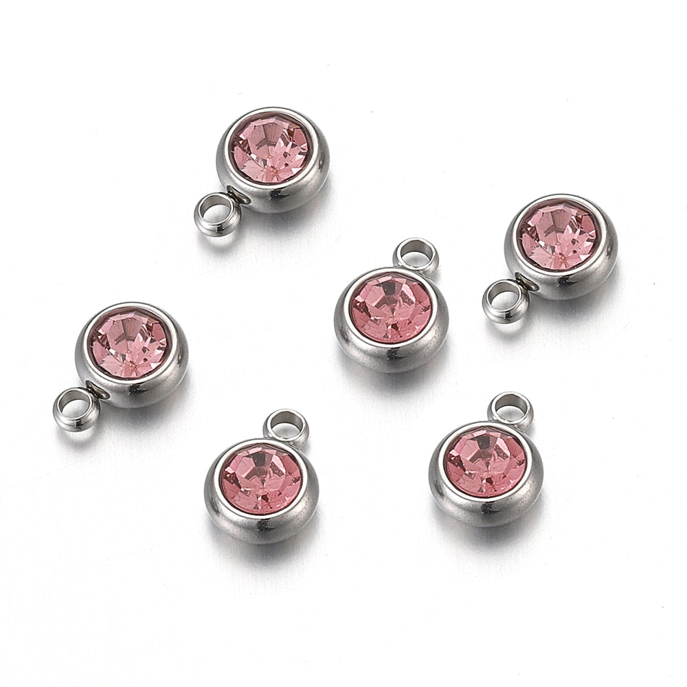 Stainless Steel Rhinestone Beads (color option, 20/pack)