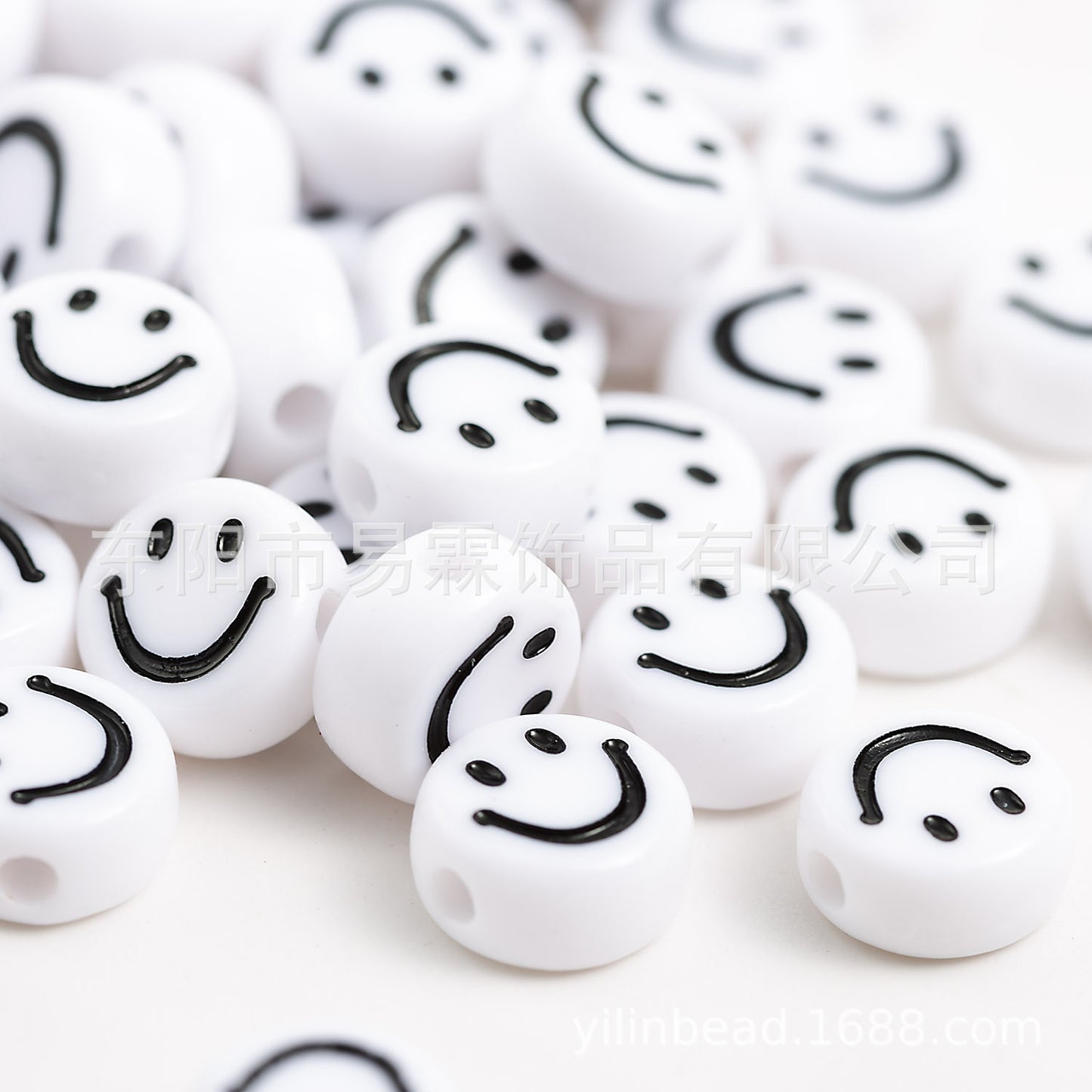 Acrylic Smiley Face Beads (color options, 100/set)