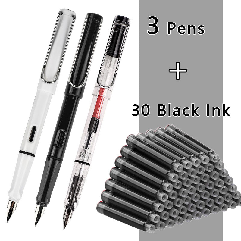 Fountain Pen Set Black/Blue/Red ink (0.38 mm, 33 or 50/set)