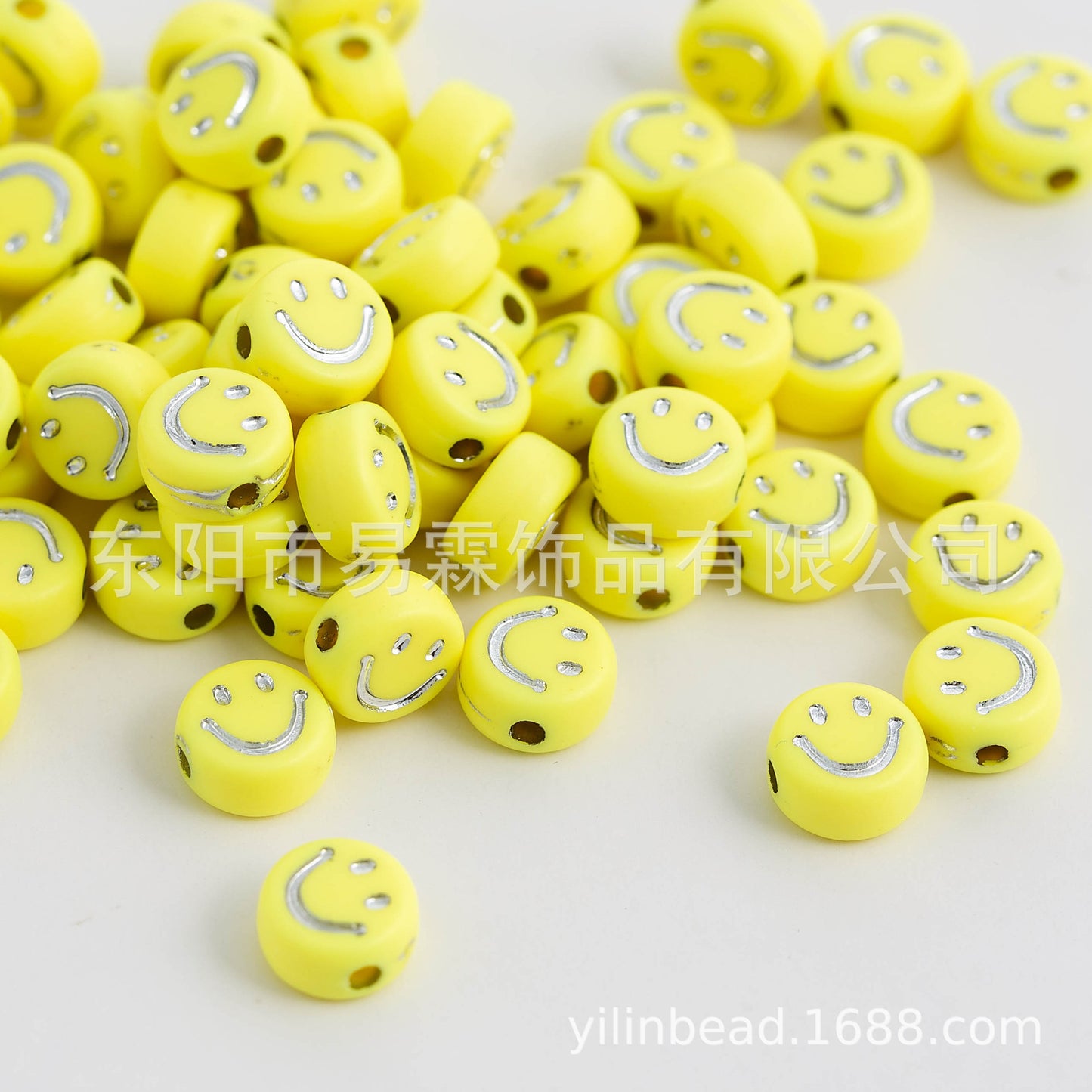 Acrylic Smiley Face Beads (color options, 100/set)