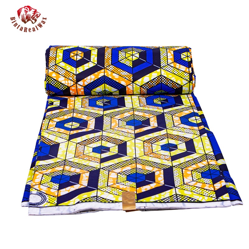 African Geometric Pattern Ankara Polyester Fabric