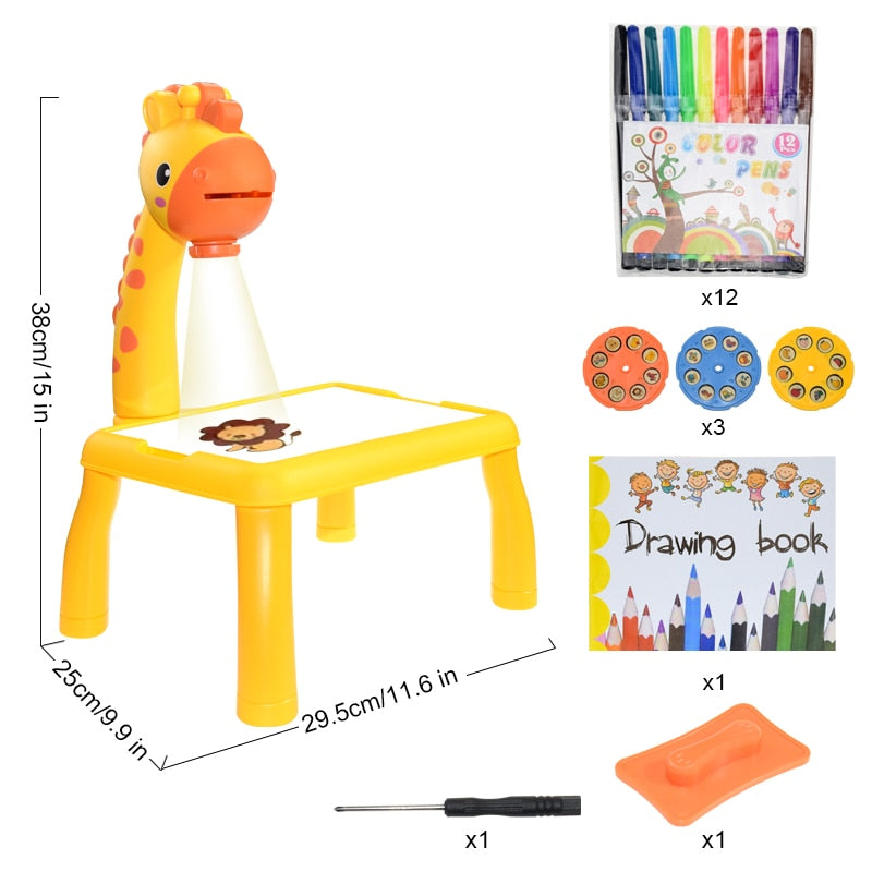 Children LED Projector Art Drawing Table