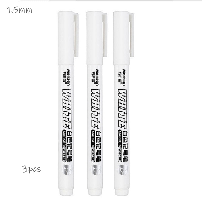 Permanent White Marker Pen, Use For Fabric, Wood, Leather (0.8mm-3.5mm)