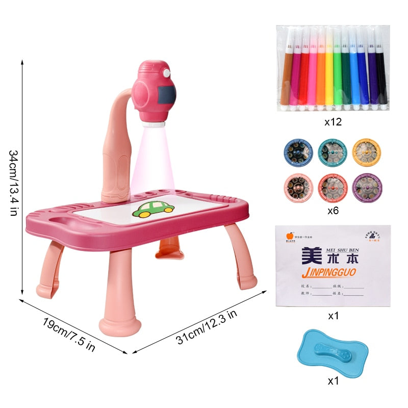 Children LED Projector Art Drawing Table