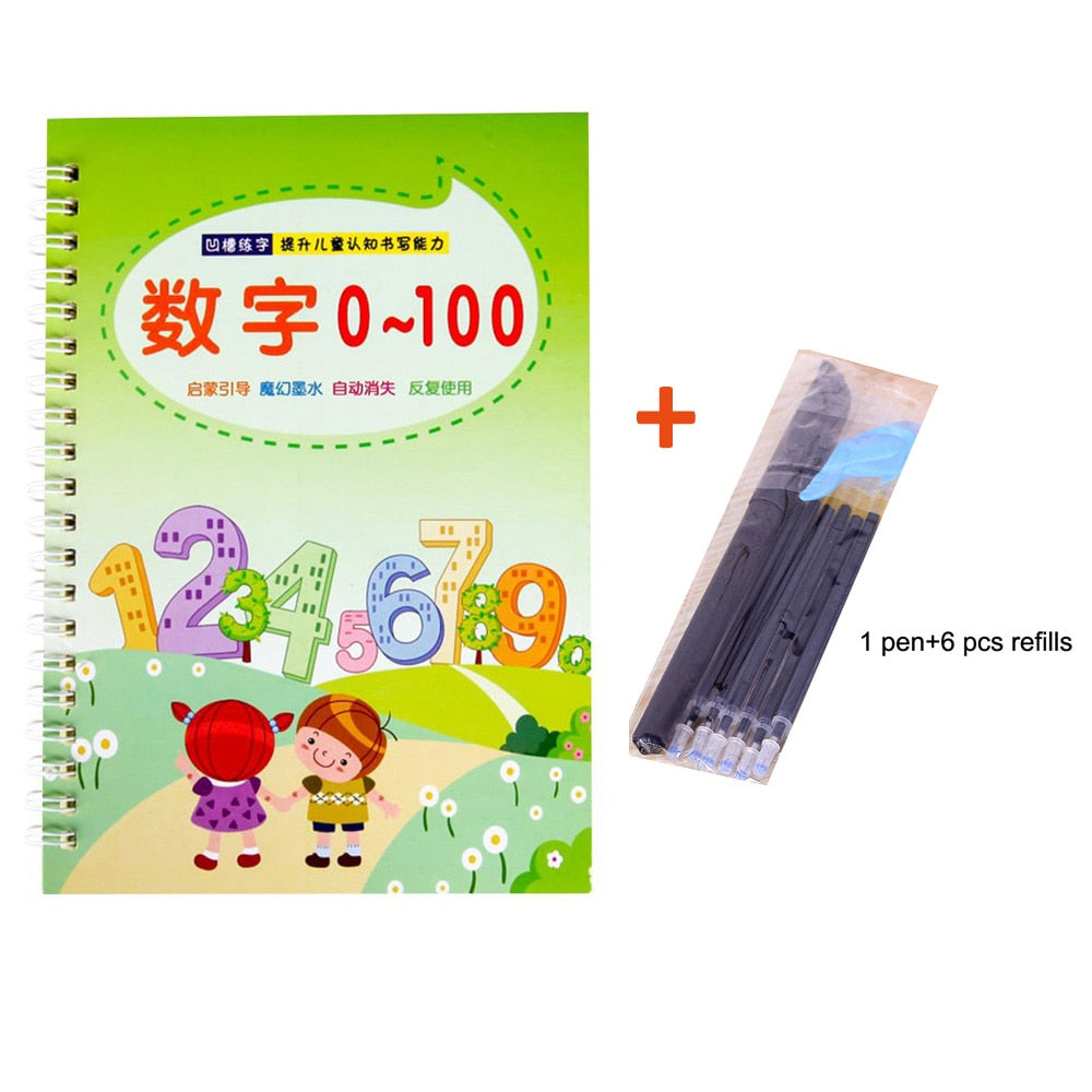 Children's Practice Writing Book With Stencil Board (style options)