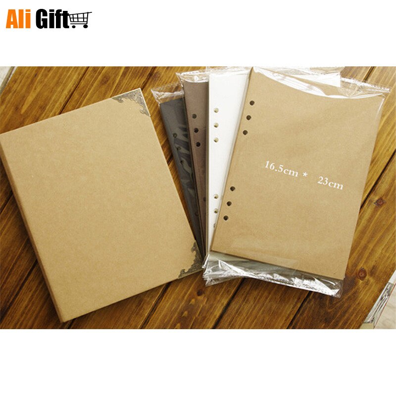 Blank Cover Loose-Leaf Scrapbook White, Black, or Coffee Colored Paper