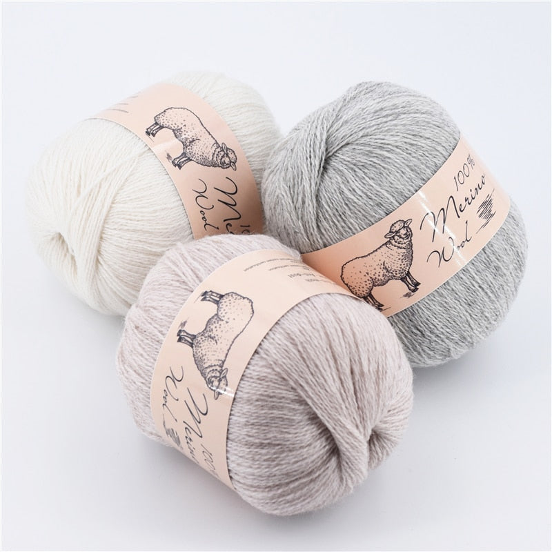 100% Medium-Fine Soft Crochet Merino Wool Yarn