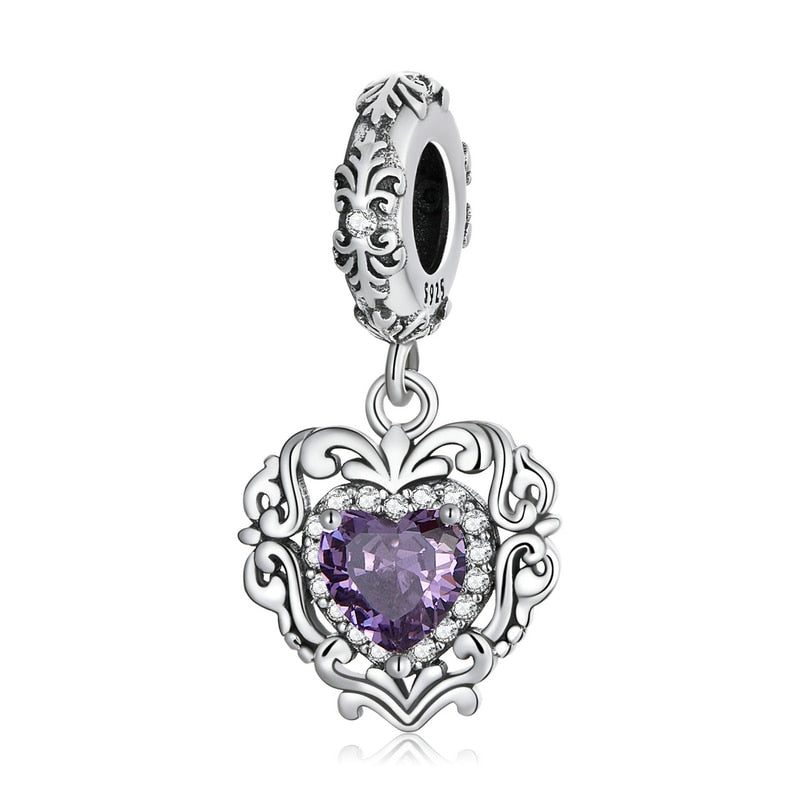 Bamoer Bracelet Sterling Silver Purple Shining Stone Collection Charms