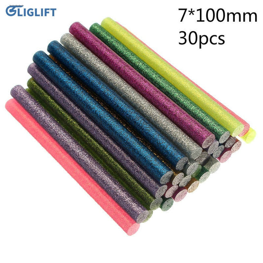 Colored Glitter Hot Glue Sticks (7x100mm, 30/pack, color options)