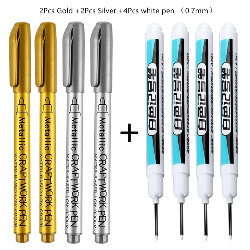 Metallic Waterproof Permanent Paint Marker (white/silver/gold 4or 8/set)