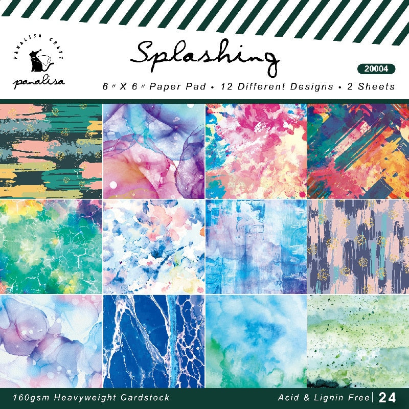 12 Sheet Scrapbook Paper (15x15cm, color/style options)