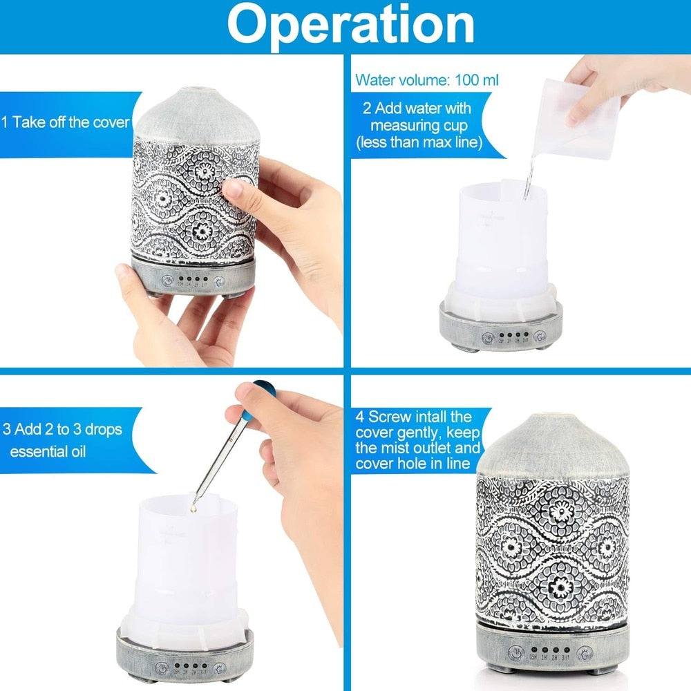 100ml Aroma Diffuser/Humidifier, 7 Light Displays