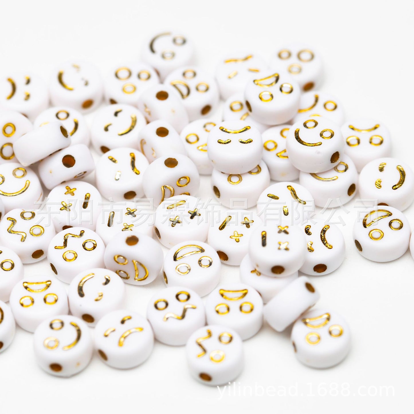 Acrylic Smiley Face Beads (color options, 100/set)