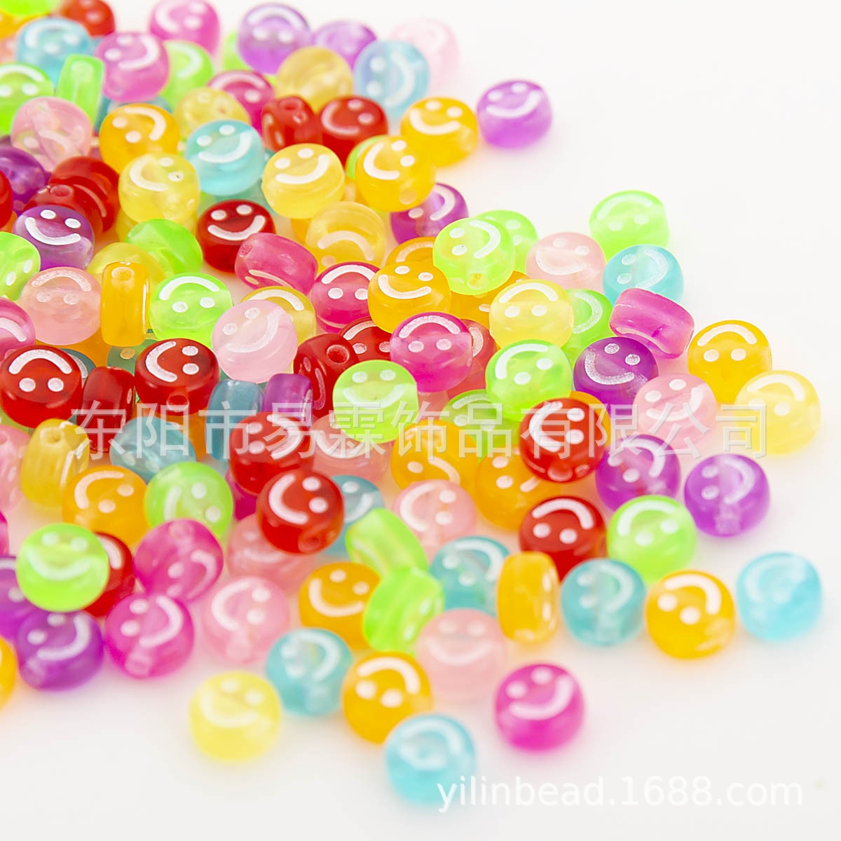 Acrylic Smiley Face Beads (color options, 100/set)