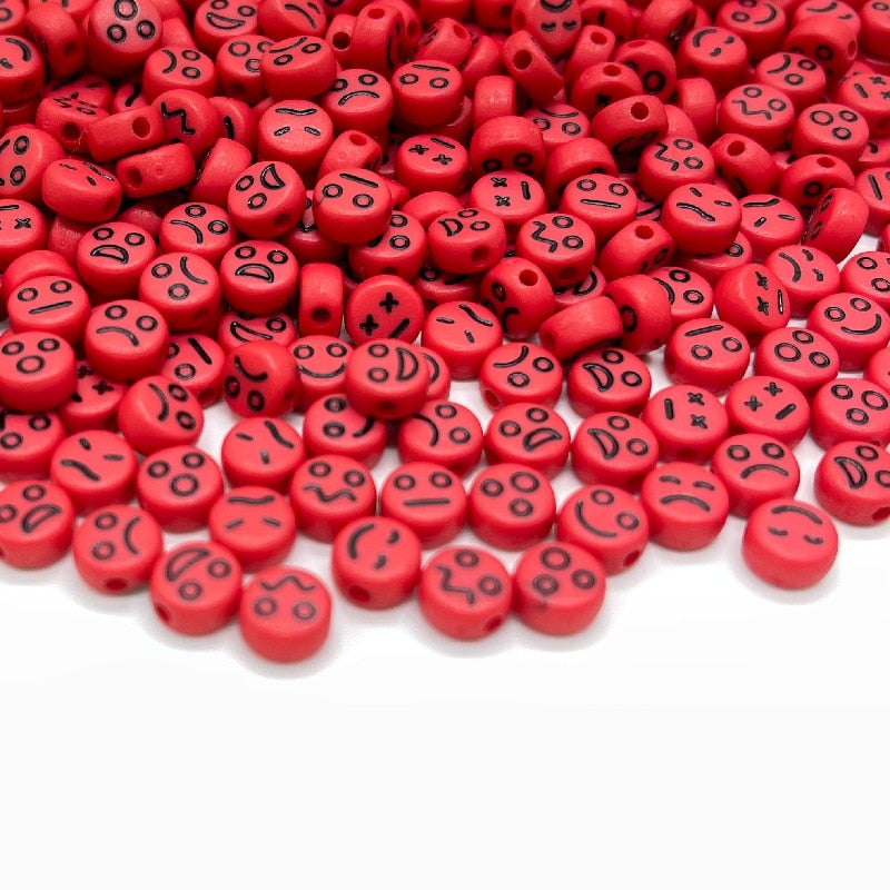 Acrylic Smiley Face Beads (color options, 100/set)