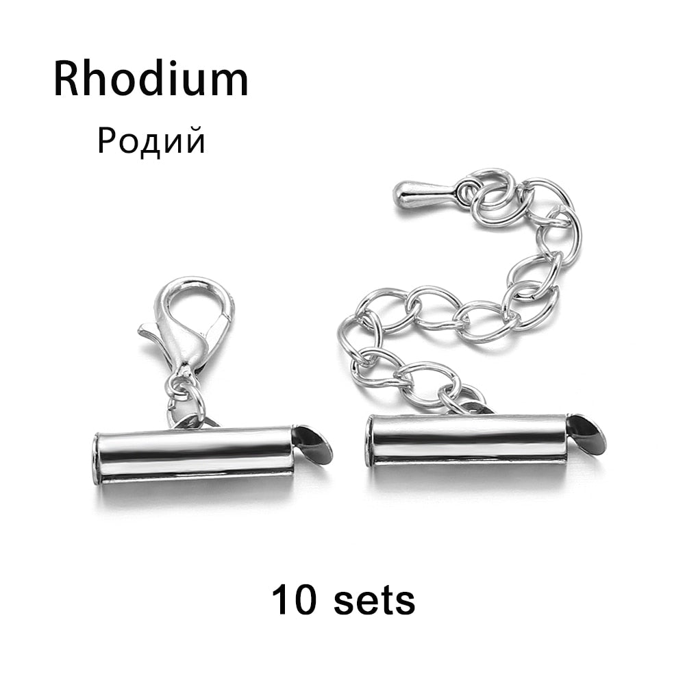 Lobster Clasps with Extending Chain Bracelet Slider Clasp End Connectors (10/lot, 10-40mm size option)