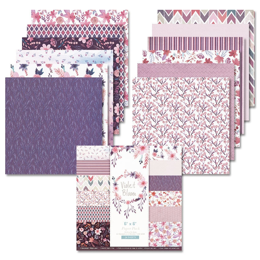 Pale Pink/Violet Scrapbook Paper (15x15cm, 12 or 24/pack)