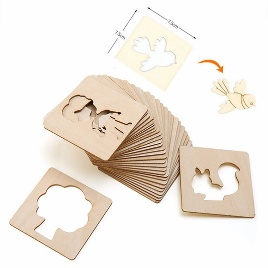 20Pcs Kids Wooden Drawing Stencils Kit