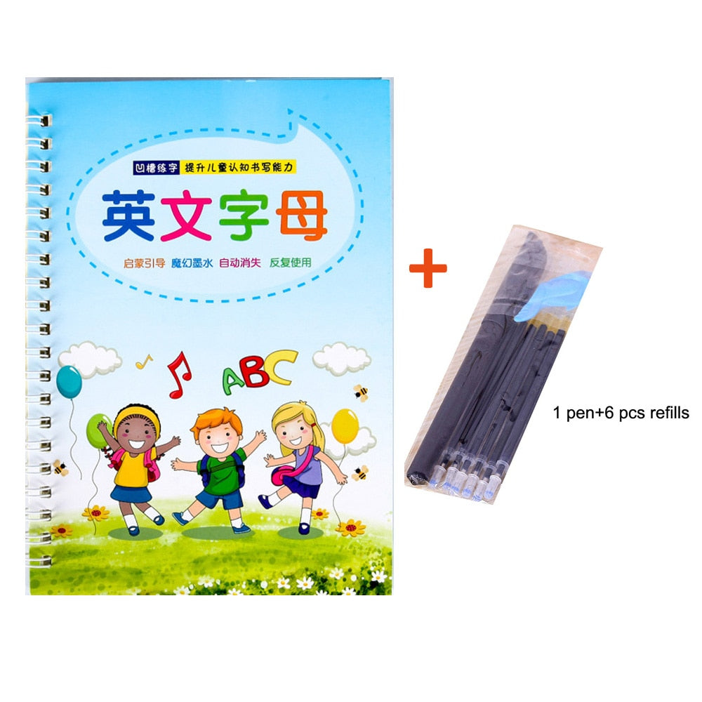 Children's Practice Writing Book With Stencil Board (style options)