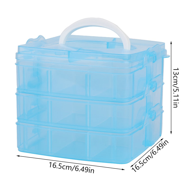 3 Layers, 18 Compartments Plastic Storage Box