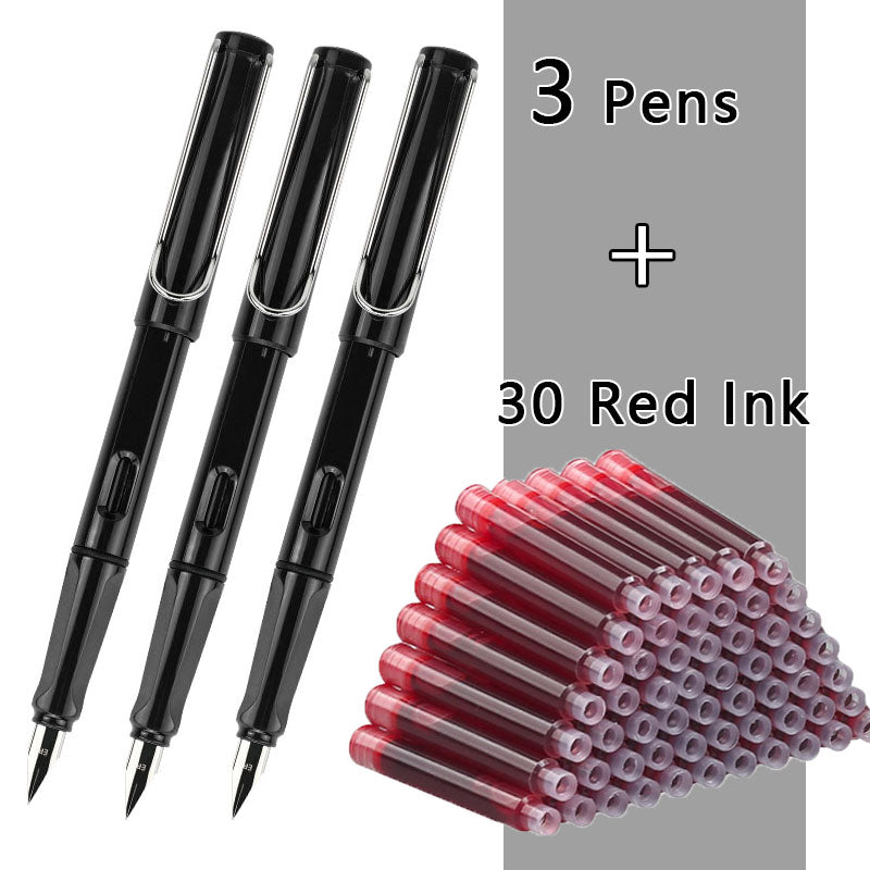 Fountain Pen Set Black/Blue/Red ink (0.38 mm, 33 or 50/set)