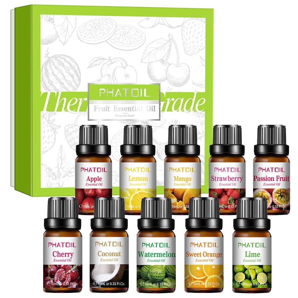 10 Piece Fruit Fragrance Essential Oils 10ml Bottles