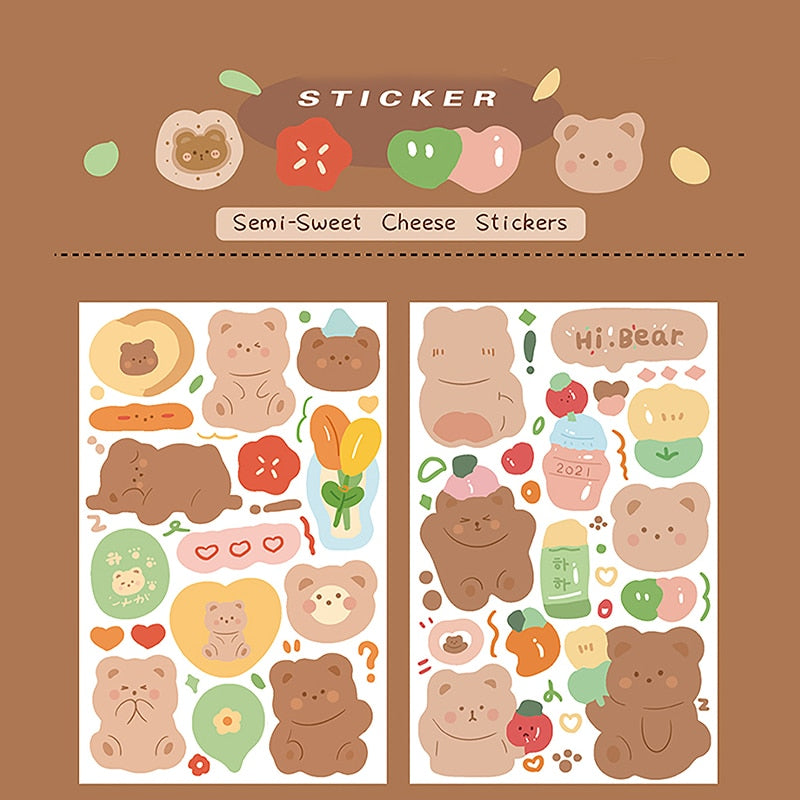 Cute Cartoon Sticker (2 sheets/box, color/style options)