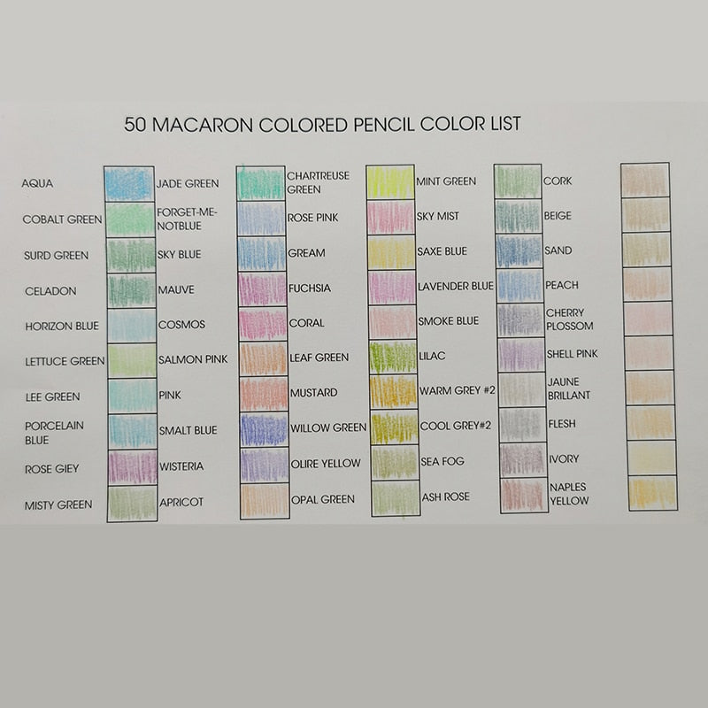 Macaron 50 Colors Professional Colored Pencils Pastel