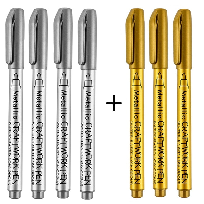 Metallic Waterproof Permanent Paint Marker (white/silver/gold 4or 8/set)