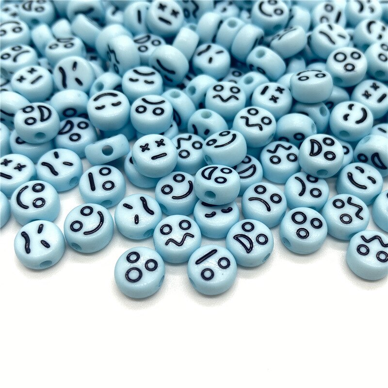 Acrylic Smiley Face Beads (color options, 100/set)