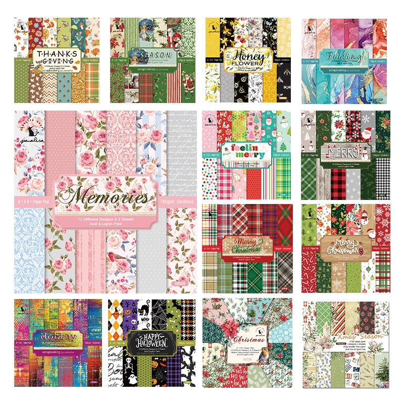 Christmas Scrapbooking Paper (15x15cm 12/pack, style options)