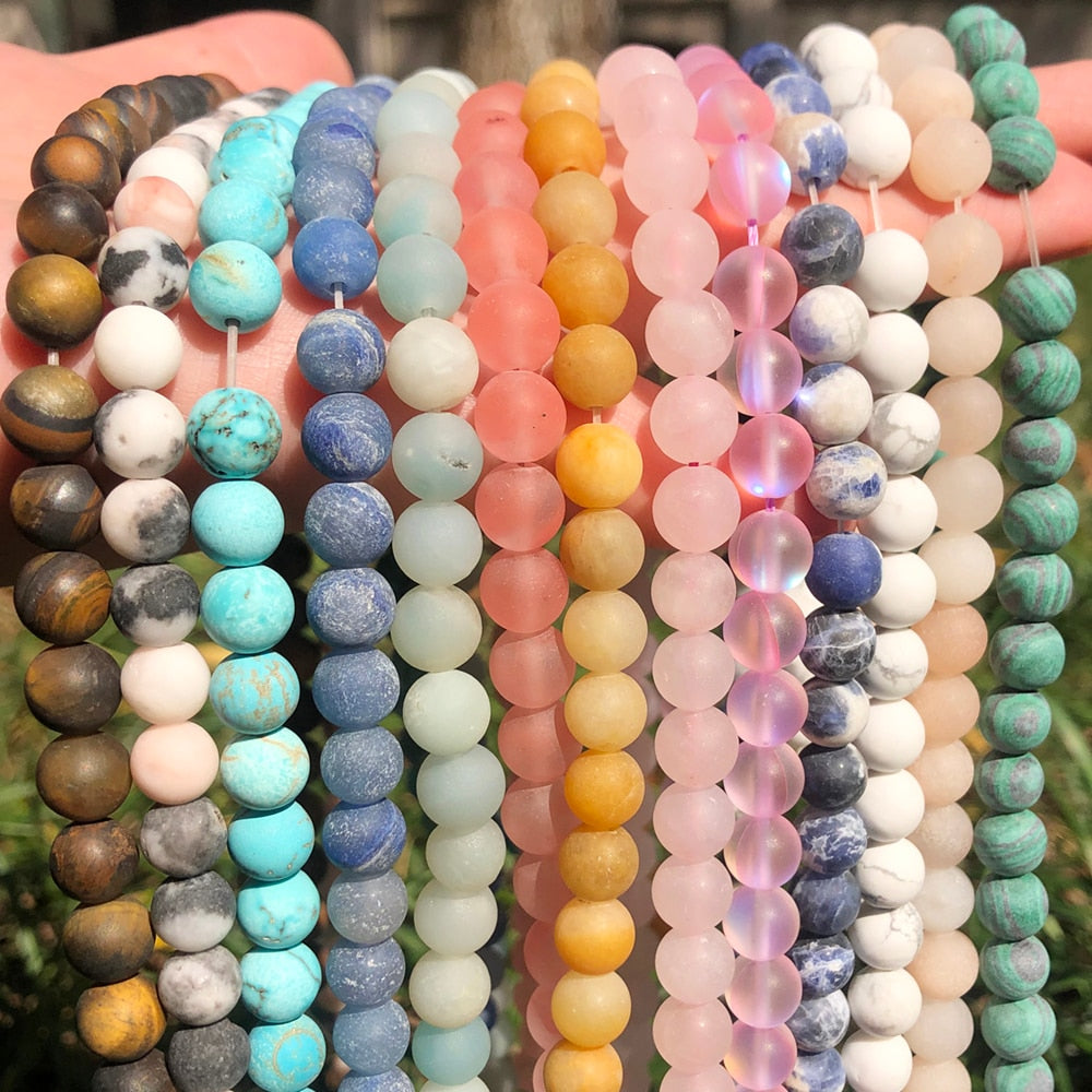 Natural Stone Matte Round Beads