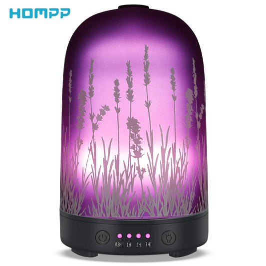 100ml Ultrasonic Glass Humidifier/Oil Diffuser, 7 LED Light Displays