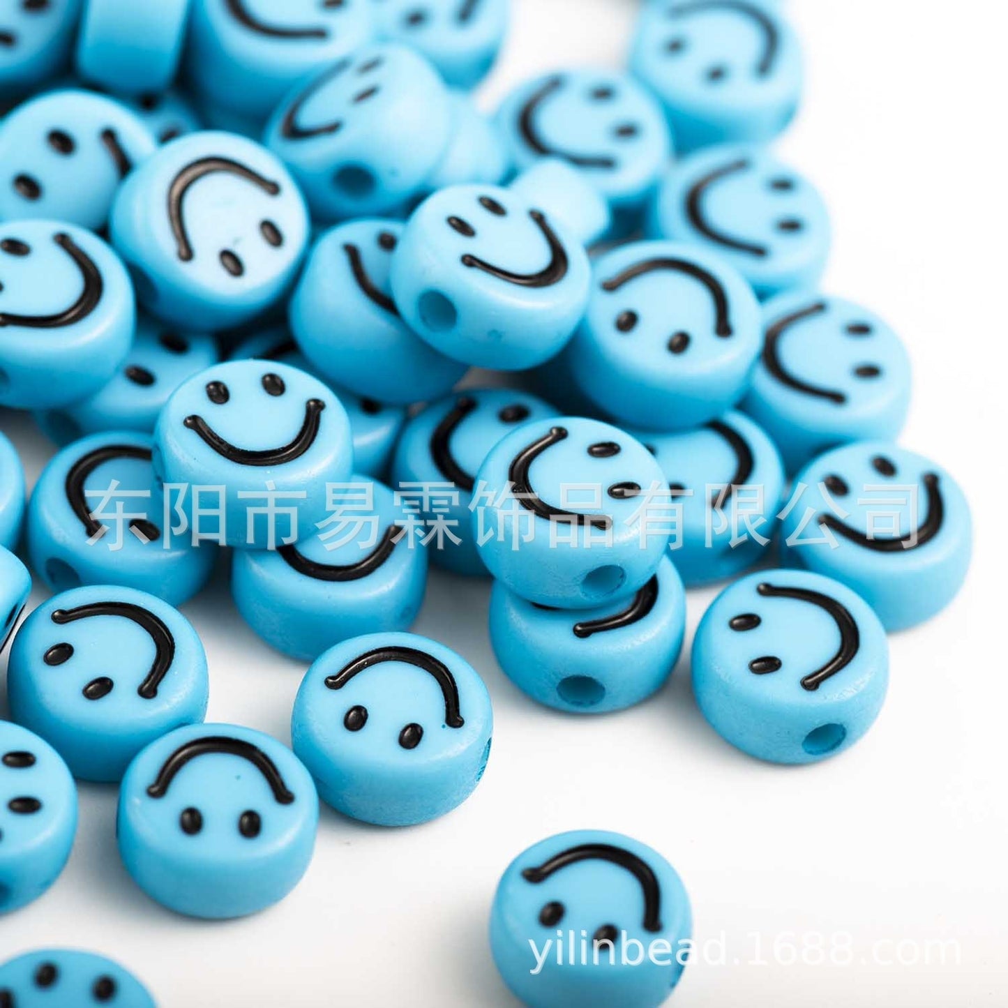 Acrylic Smiley Face Beads (color options, 100/set)