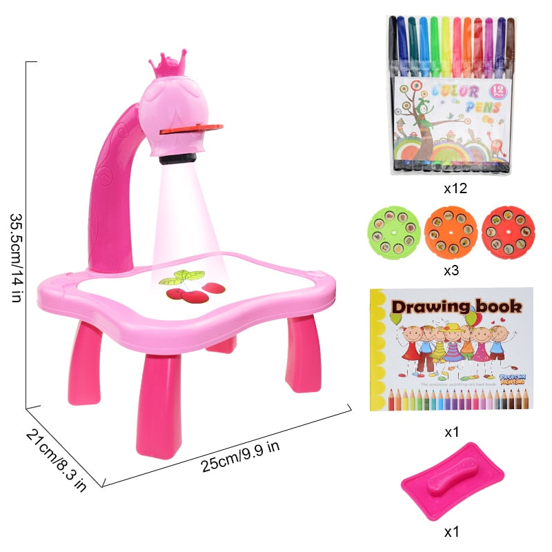 Children LED Projector Art Drawing Table