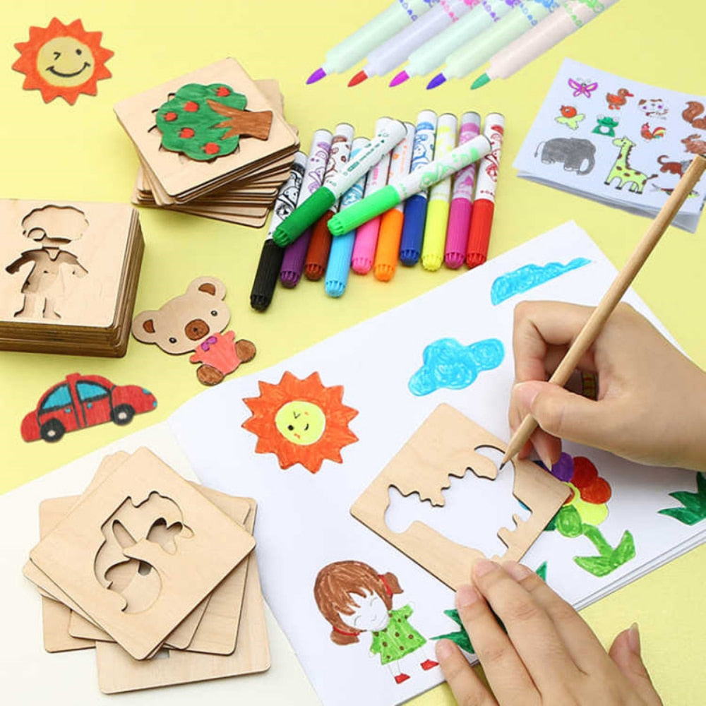 20pcs Montessori Wooden Stencils