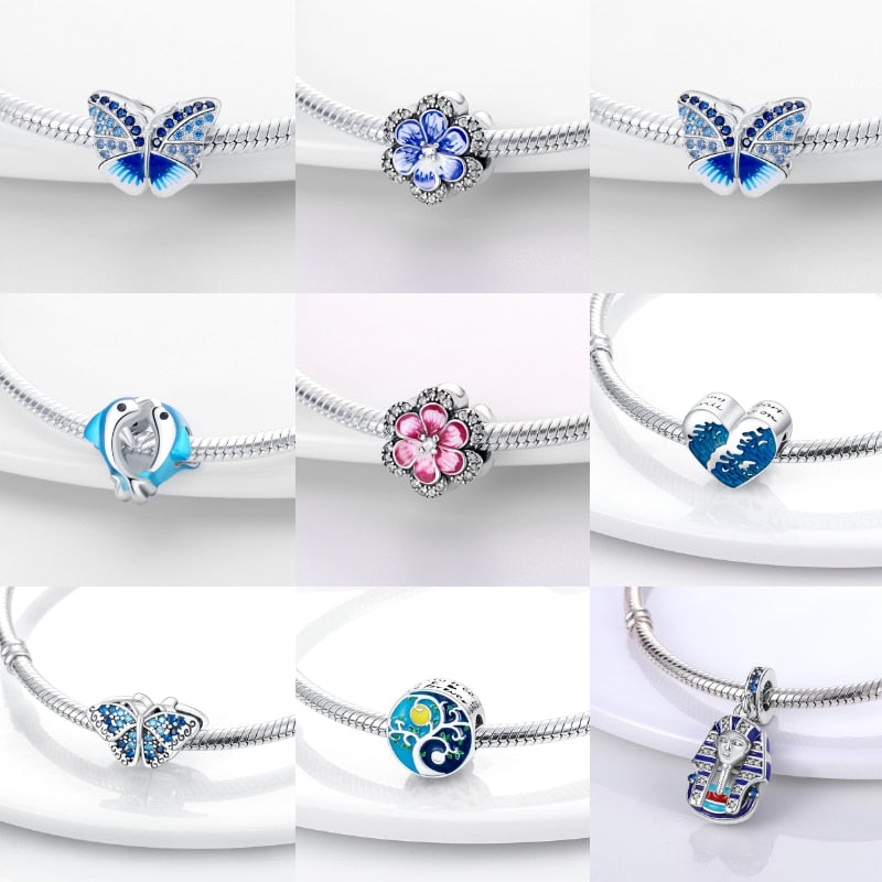 Assortment Charms Blue Accented