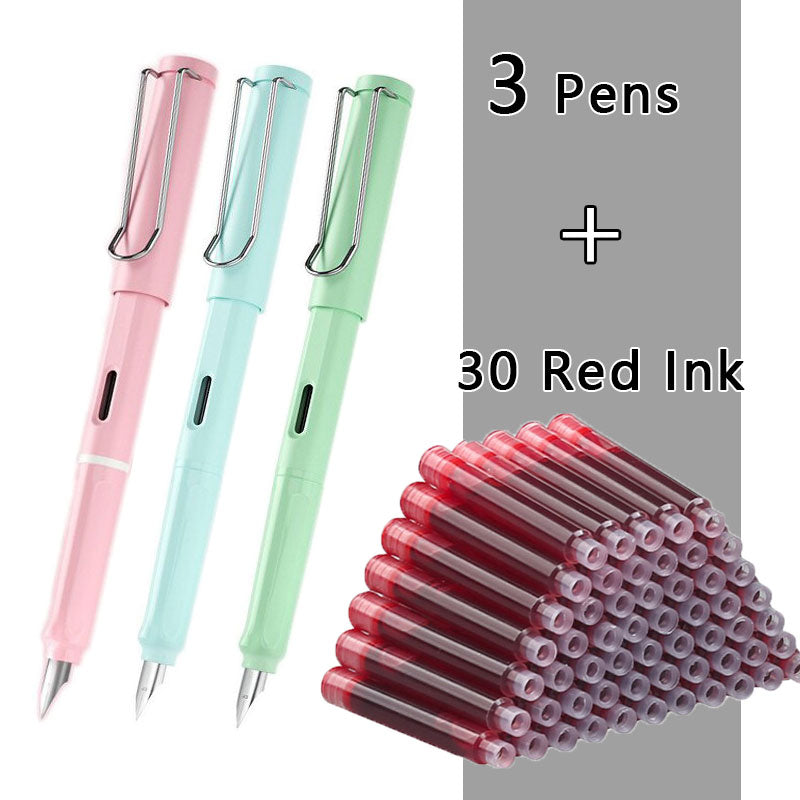 Fountain Pen Set Black/Blue/Red ink (0.38 mm, 33 or 50/set)