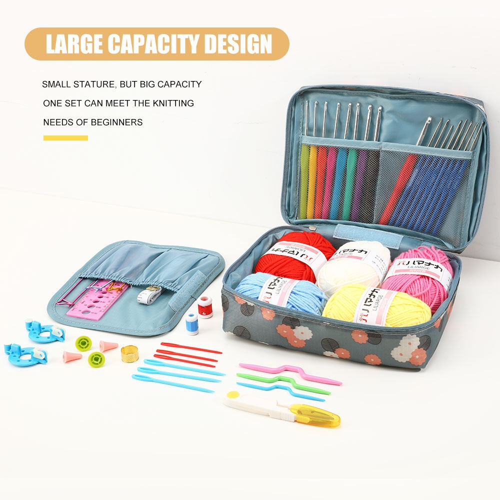 2022 Crochet Kit Storage Bag with Hooks/Yarn/Accessories