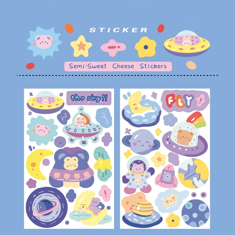 Cute Cartoon Sticker (2 sheets/box, color/style options)