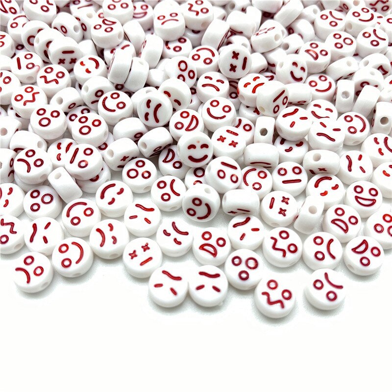 Acrylic Smiley Face Beads (color options, 100/set)