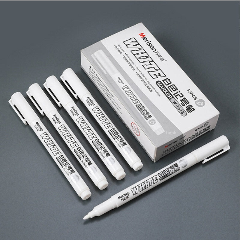 Permanent White Marker Pen, Use For Fabric, Wood, Leather (0.8mm-3.5mm)