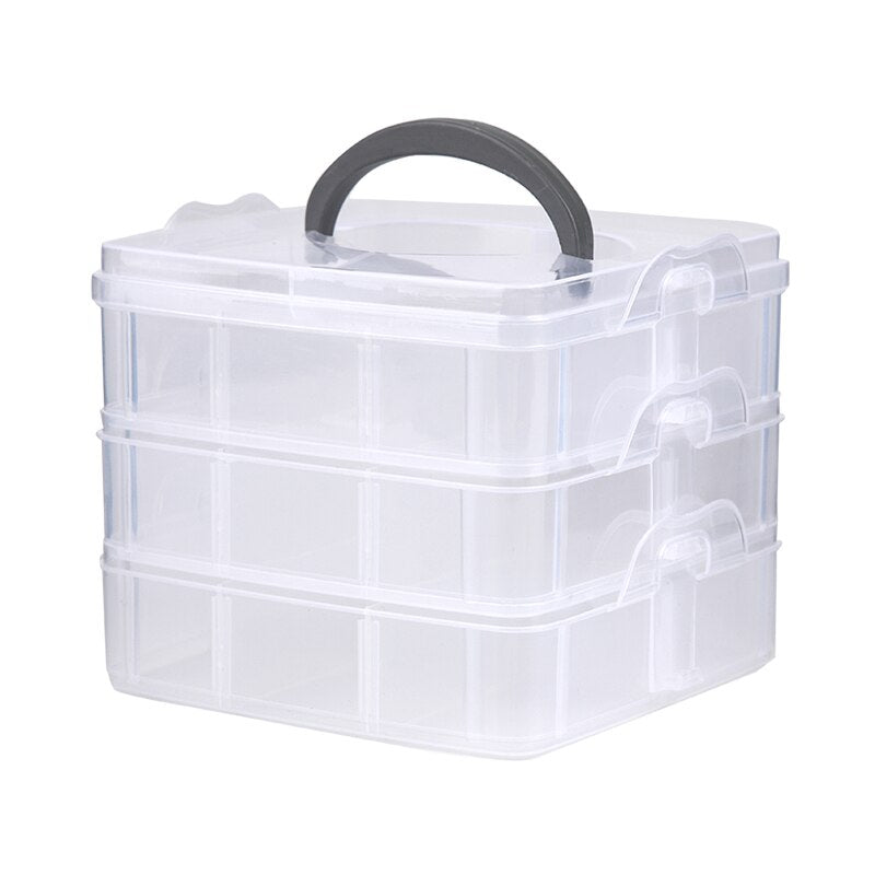 3 Layers, 18 Compartments Plastic Storage Box