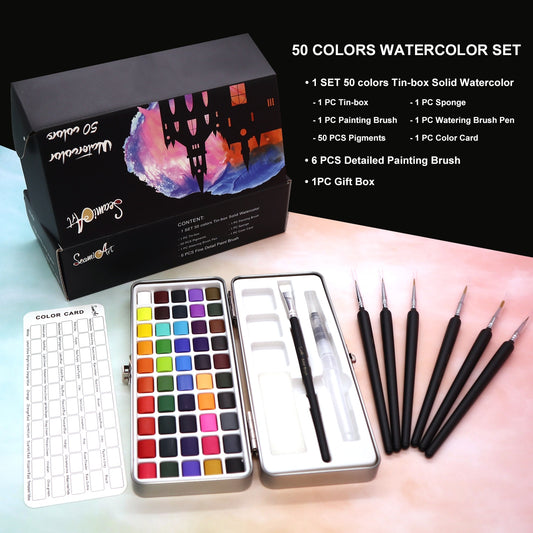 Solid Colors Watercolor Paint Set for Beginners (50-100 colors/set)