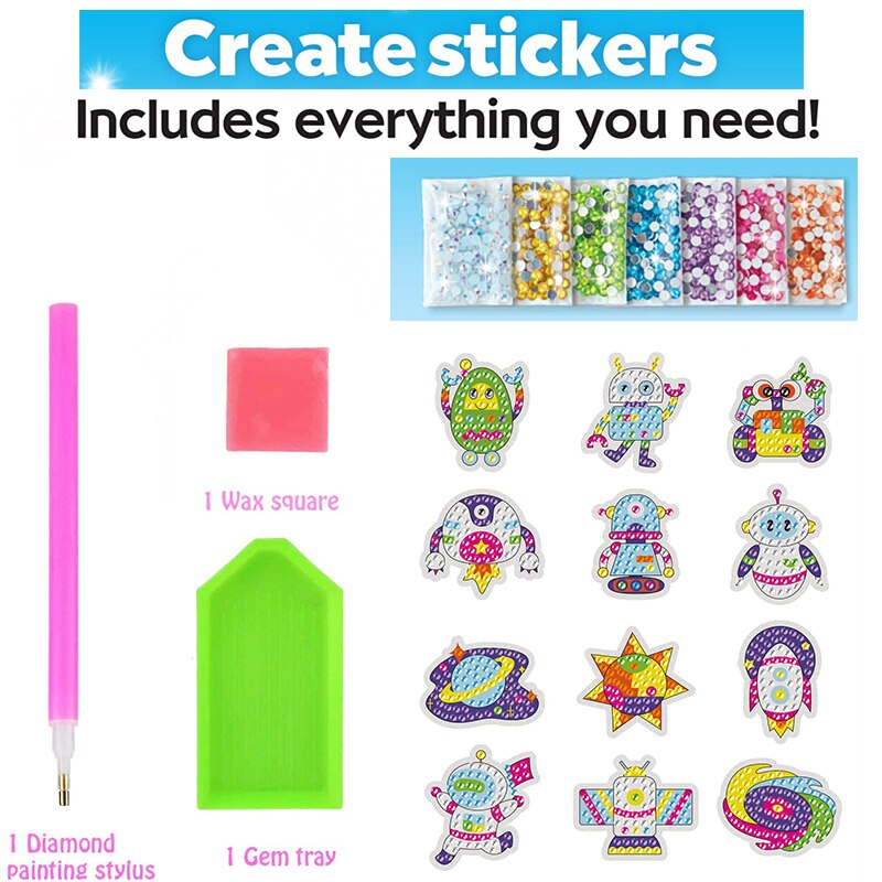 Kids Diamond Painting Stickers 12/kit