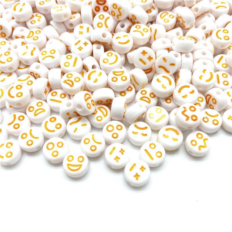 Acrylic Smiley Face Beads (color options, 100/set)