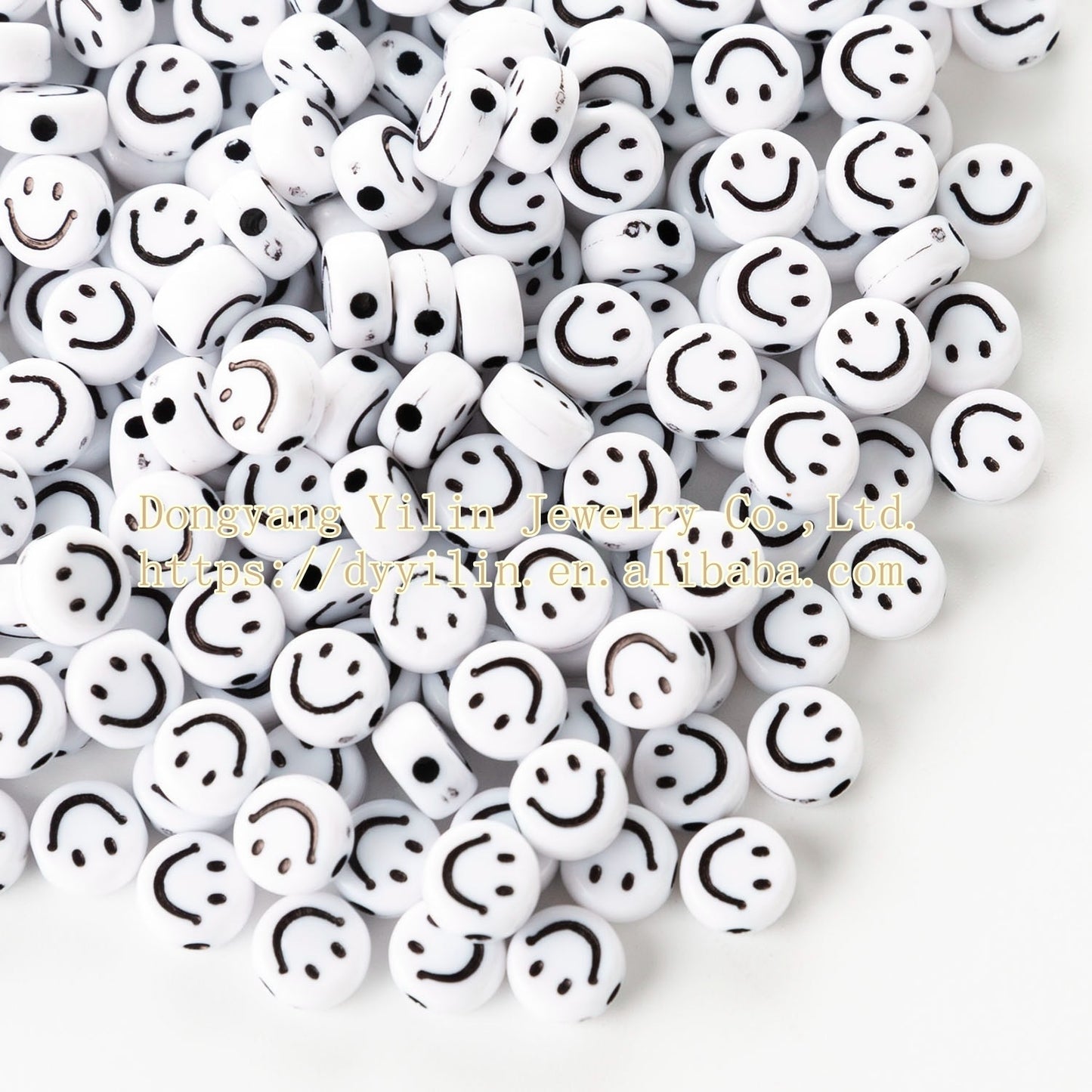 Acrylic Smiley Face Beads (color options, 100/set)