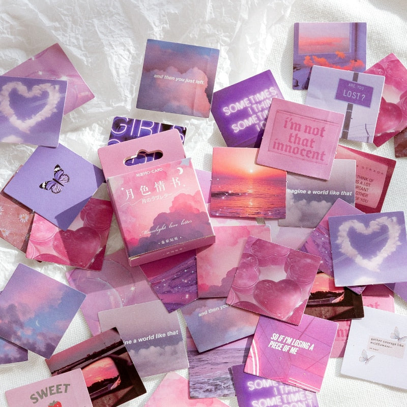 Pink Purple Love Stickers (46/pack, style options)