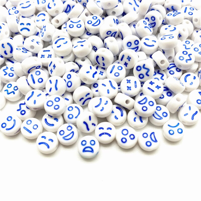 Acrylic Smiley Face Beads (color options, 100/set)