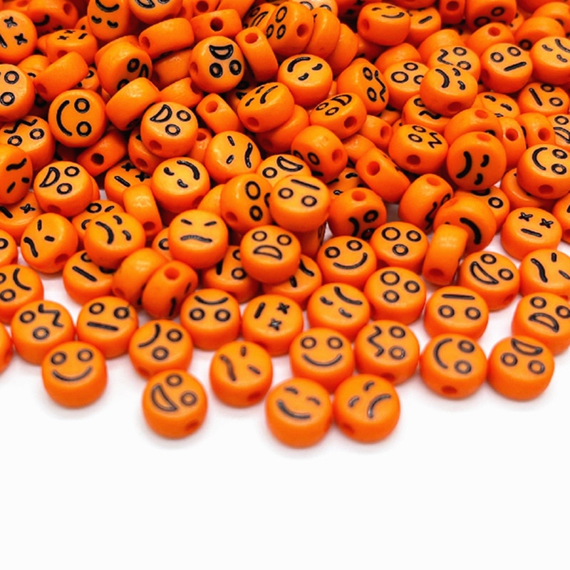 Acrylic Smiley Face Beads (color options, 100/set)